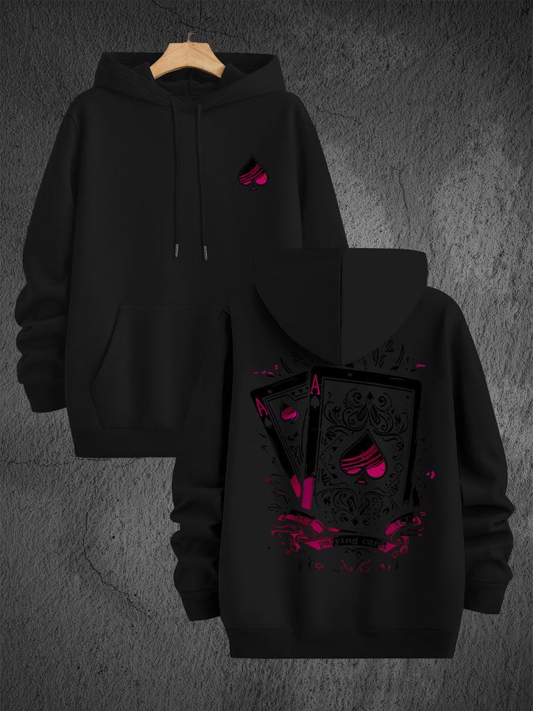 Poker Ace of Spades print hooded sweater, men's and women's loose pullover
