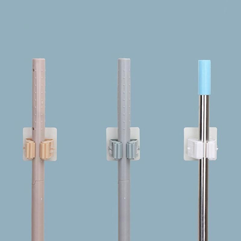 Väggmonterad Moppklämma Borste Sopborste Hållare Ställ Sömlös Krok Badrum