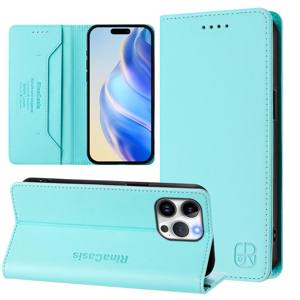 For iPhone 15 Pro Max Leather Case RINACASIS RC01 Phone Cover with RFID Blocking Wallet Stand