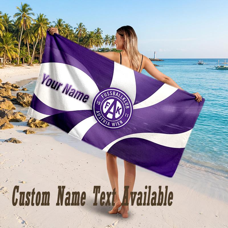 Austria Wien FC Design Beach Towel Custom Text Large Towel for Beach Vacation