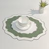 Scalloped Linen Placemat Dining Table Mat Machine Washable Wrinkle Free Dining Placemat for Home Farmhouse Kitchen Restaurant