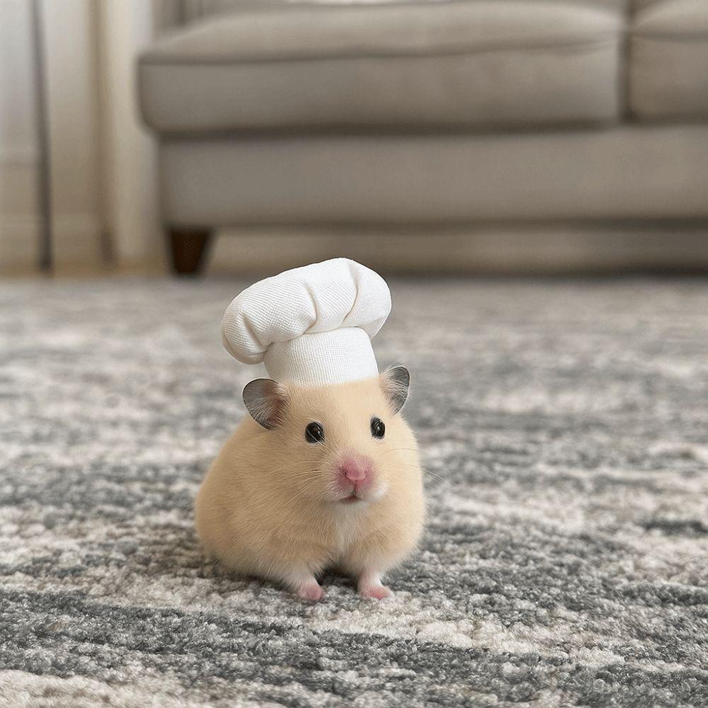 Pet Accessories Adjustable Hamster Chef Hat Breathable Comfortable Pet Costume Hat Decorative Hamster Cosplay Hat Birthday Party