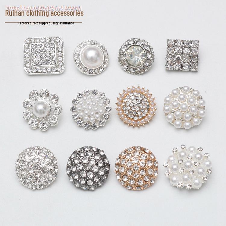 

Женские модные металлические вязаные пуговицы для кардигана с жемчугом и стразами