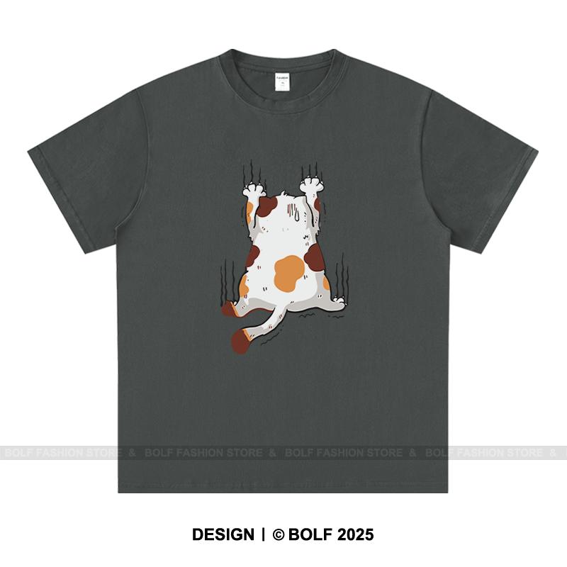 Kawaii Katt Herr T-shirt 100% Bomull Oversize Chibi Kattunge Grafiska T-shirts för Män Söt Djurälskare Japansk Streetwear