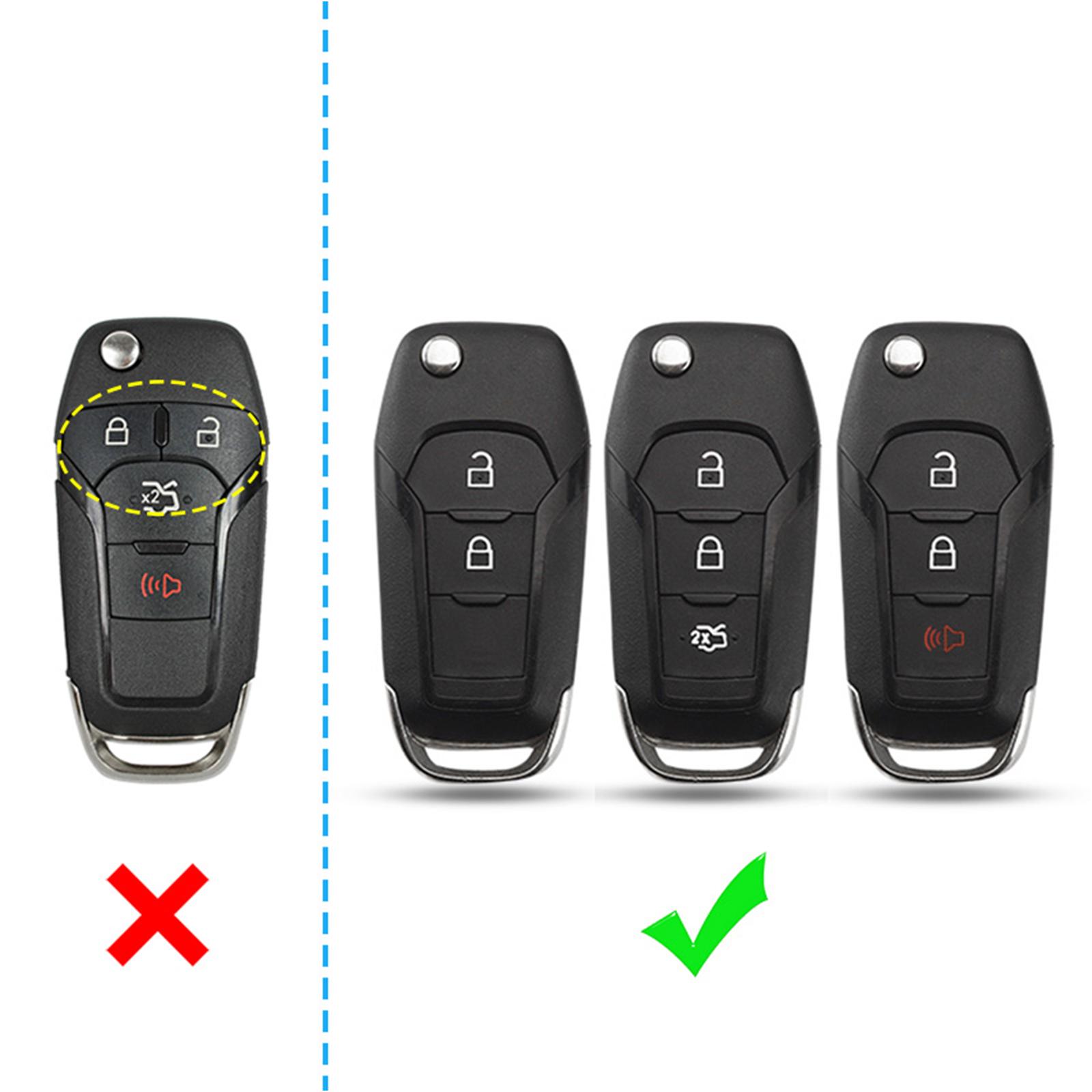 Leather Silicone Car Key Case Cover With Buckle For Ford