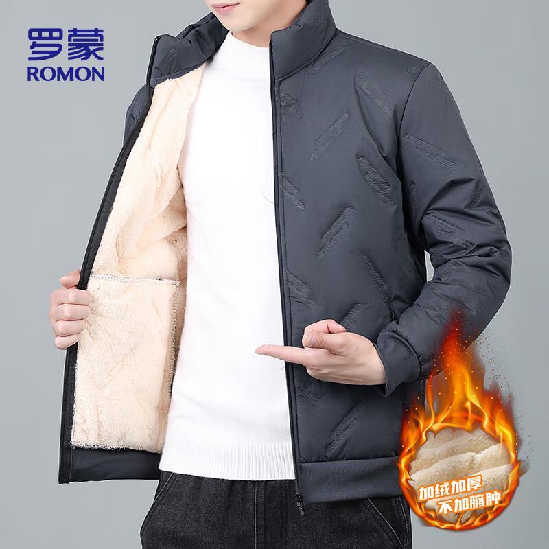 

ROMON Men s Fleece-Lined Stand Collar Padded Jacket 4XL