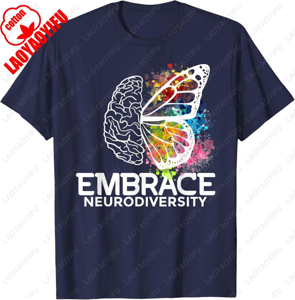 Embrace Neurodiversity Adhd Awareness TShirt Summer Casual Streetwear Unisex Cotton Tees Camisetas New Arrival Breathable Tee