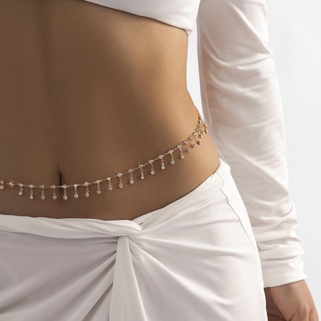 Sexy Tassel Waist Chain Belt Zircon Rhinestone Belly Body Chain Fashion Trend Zircon For Women Festival Rave Party Accessories