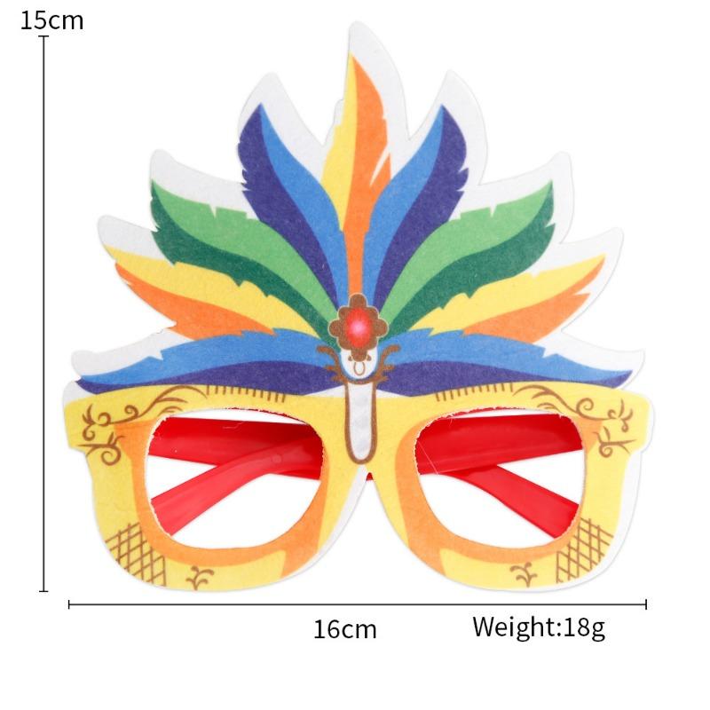 1pcs Carnival Feather Glasses Felt Plastic Masquerade Party Accessories Colorful Eyewear Decor Costume Party Supplies