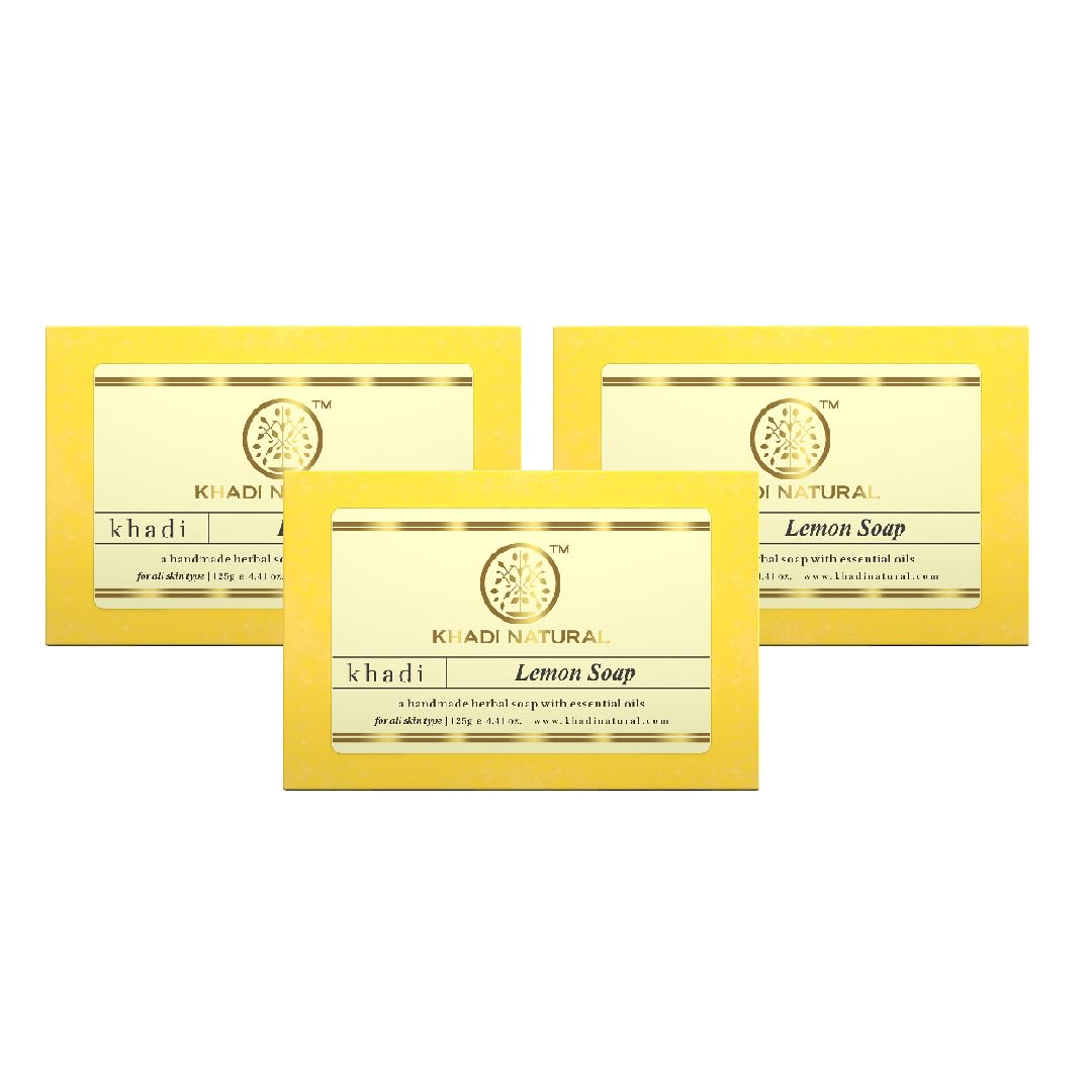 Khadi Natural Lemon Soap Bar Pack Of 3 Moisturizing Gently Exfoliating Bath Soap For All Skin Types 125 g Each