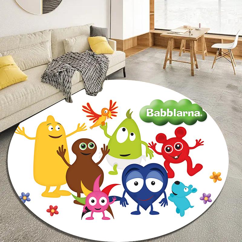 Tappeto Rotondo Babblarna, Tappeto per Soggiorno Camera da Letto Divano Stanza dei Giochi Decorazione, Tappetino Antiscivolo50