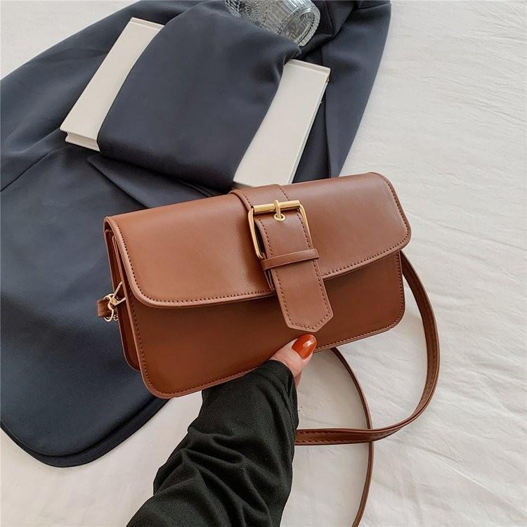 Chic Vintage Aesthetic Handbag For Women Elegant Solid Color Shoulder Bag