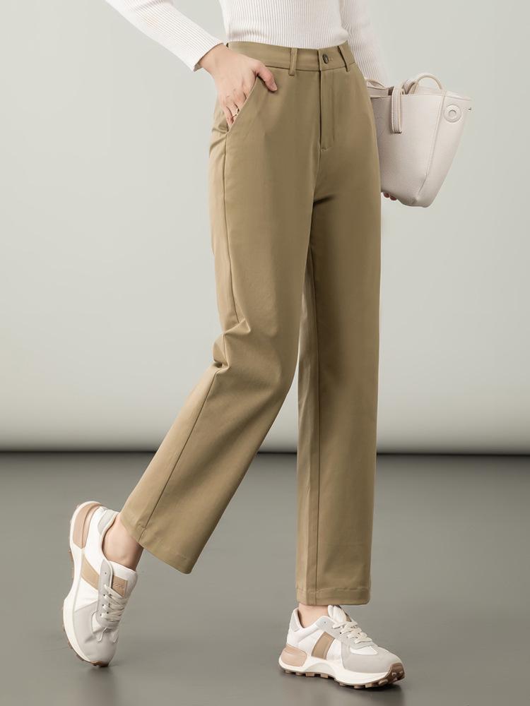 Women's High Waist Slimming Lyocell Cotton Straight-Leg Cigarette Pants for Autumn 2025