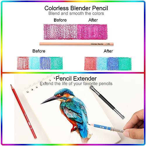 HIFORNY 75-Piece Colored Pencil Set for Adults, 72 Colored Pencils with Extras, Artist Soft Core, Vibrant Colors, for Adults, Beginners, and Kids