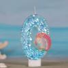 Ocean Mermaid Theme Cake Candles 0-9 Numbers Blue Cake Topper with Sequins Girls Birthday Party Cake Decoration Supplies Boys