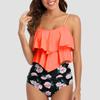Dames Vintage Zwempakken Vrouwelijke Ruche Geplooide Split Zwempak Elegant Conservatief Zwempak Hoge Taille Broekjes Temperament Bikini