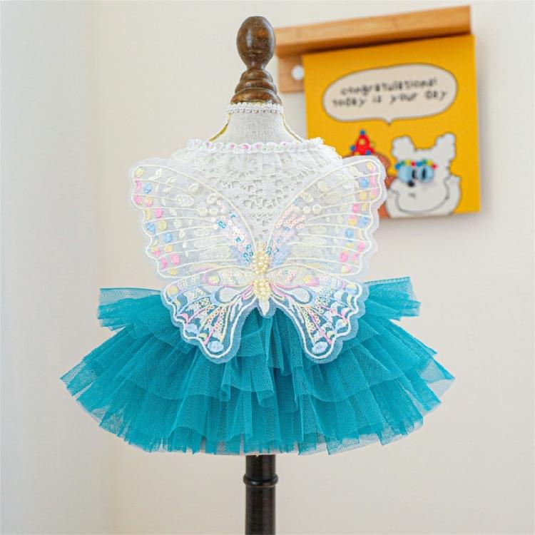 Dog Tulle Dresses Cats Princess Dress Pet Costume Dress with Embroidery Butterfly Wedding Cats Formal Event Photo Outfit