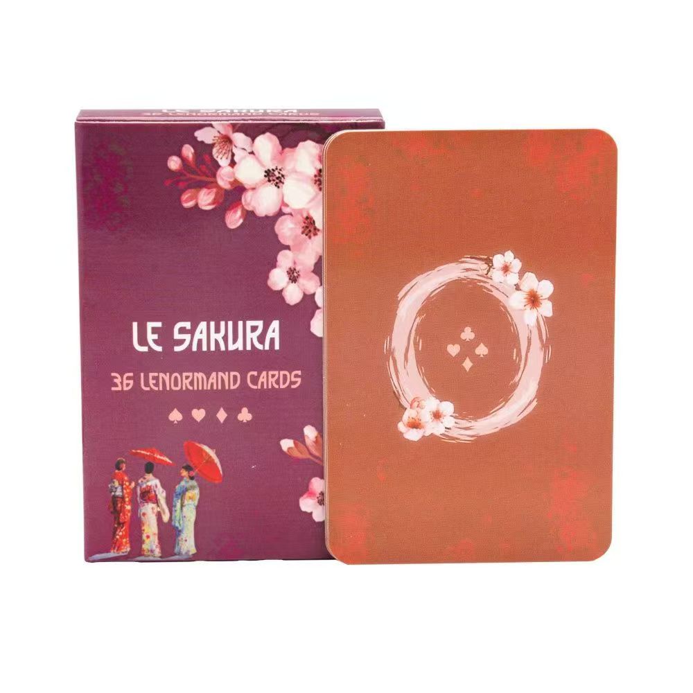 Las Cartas Lenormand Sakura - Baraja de 36 Cartas con Palabras Clave - Cartas Oráculo Temáticas de Flor de Cerezo Japonés 9*6cm