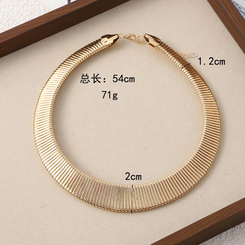 Retro Metallwind einfacher Ring Halskette teleskopische elastische Schlangenkette vielseitig vertikales Muster elastischer breiter Kragen
