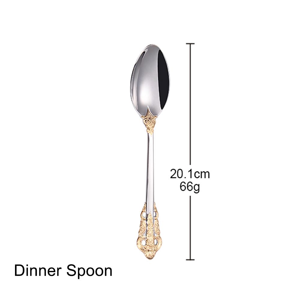 1 Pieces Luxury Gold Plated Cutlery Set Vintage Western Stainless Steel Tableware Wedding Engraving Dinnerware Knife Fork Spoon