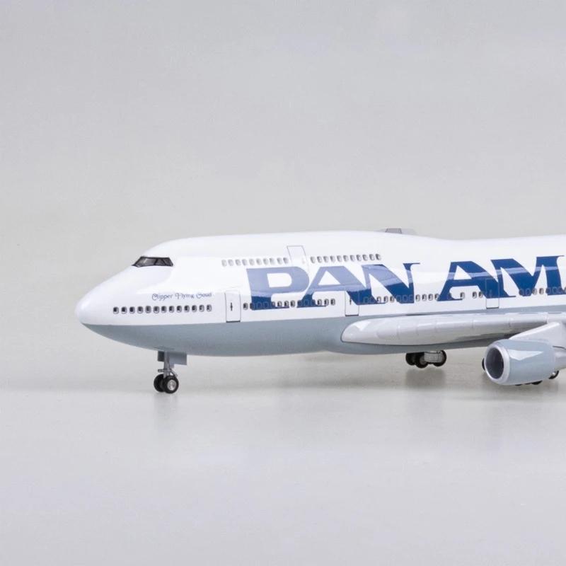 Diecast Resin Plane 1/150 Scale 47cm Airplane 747 B747 Aircraft PAN AM Airline Model W Light and Wheel For Bathroom Accessories