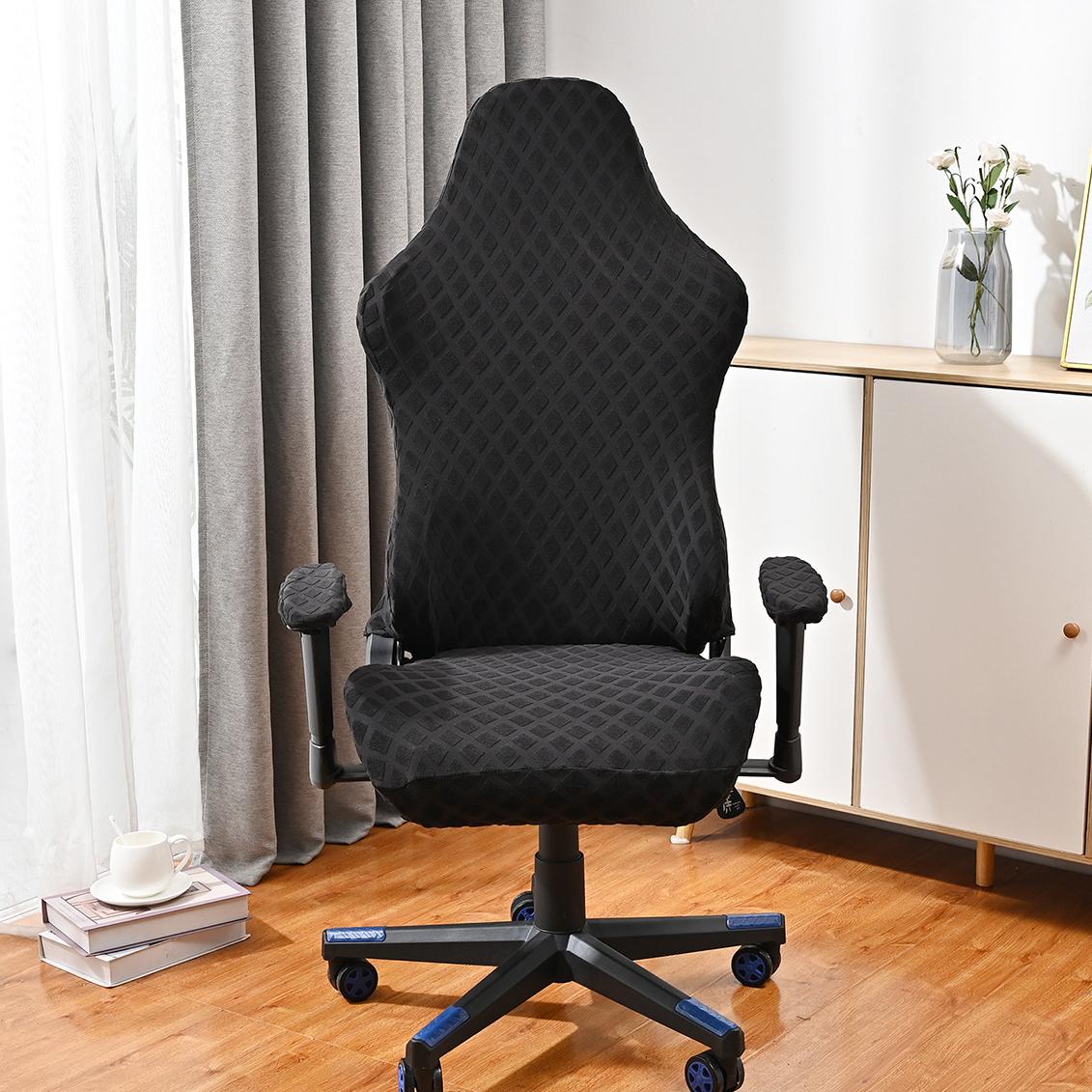 

Жаккардовый чехол на стул для киберспорта с бриллиантами, компьютерные игры, интернет-кафе, конкурентоспособный вращающийся чехол на стул, эластичный чехол на стул для киберспорта One Size чёрный