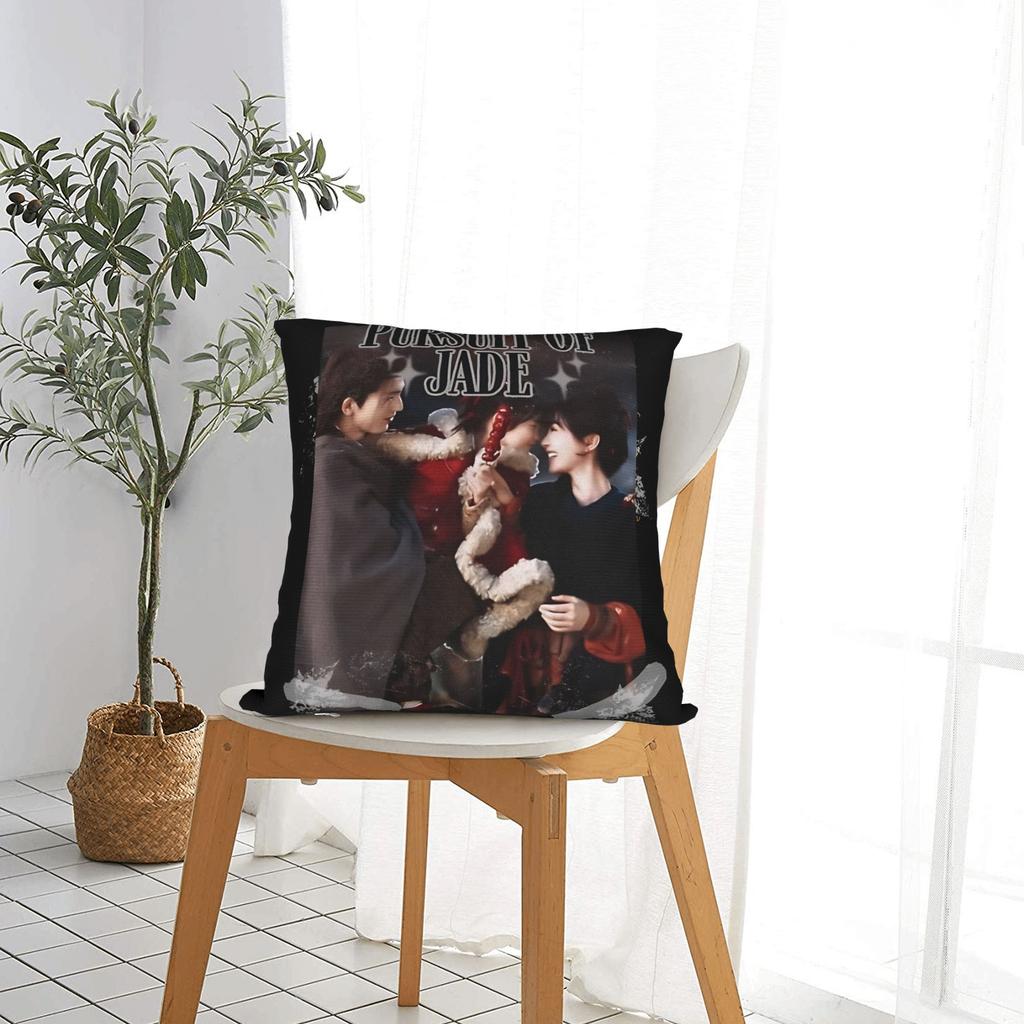 Pursuit of Jade Zhu Yu Square Pillow Case TV Drama Cushion Covers Novelty Zipper Decorative Pillowcase for Home 18"x18"