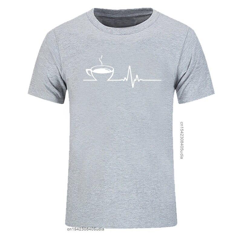 T Shirt Brand Men Short Sleeve Round Collar Coffee Heartbeat Camisas Casual The Funny Tshirt Printing T Shirts