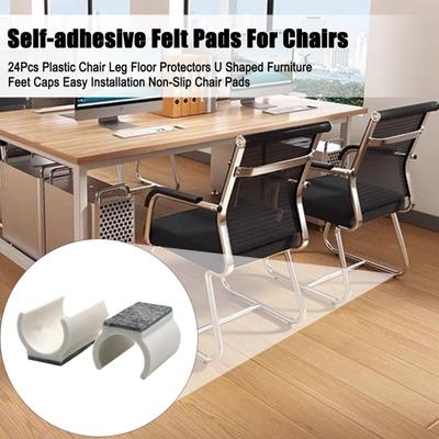 Yousheng 24 Pezzi Protezioni per Pavimento Gambe Sedia in Plastica a U Cappucci Piedini Mobili Facile Installazione Cuscinetti Antiscivolo per Sedia