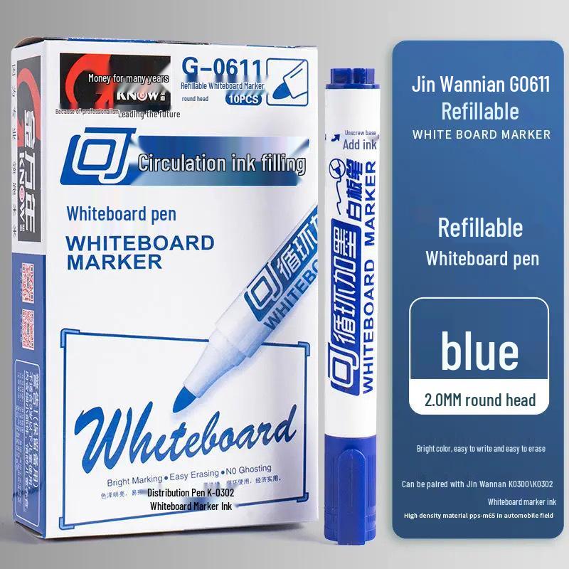 Jin Wannian Black Erasable Whiteboard Marker, 72-Hour Cap-Off, Ideal for Teachers and Offices