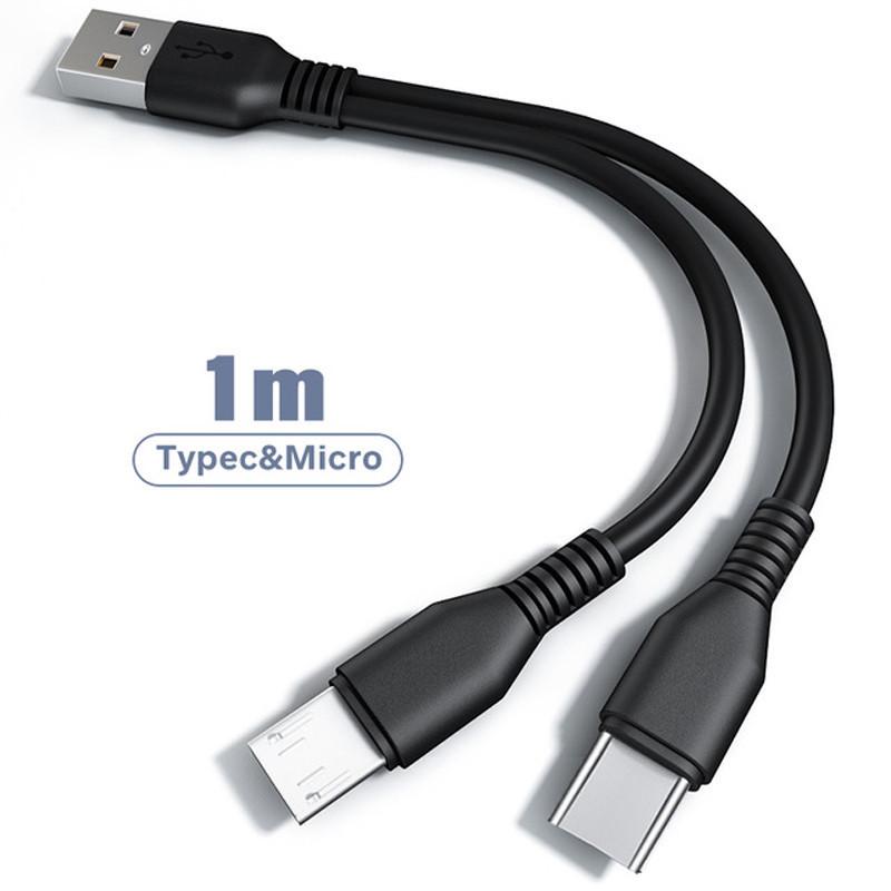 

1 шт. 2 в 1 USB Type C Micro USB C кабель для быстрой зарядки мобильного телефона для Huaiwei Samgsung Xiaomi Type C шнур для зарядки провод