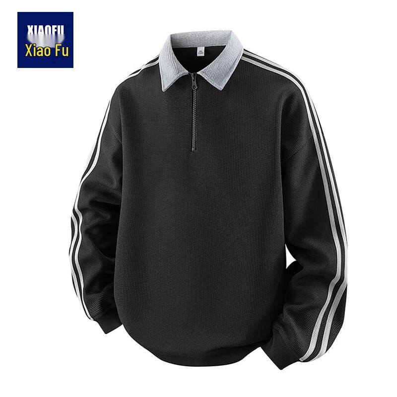 Men s Striped Patchwork Loose Fit Sweatshirt XL