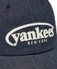 Emelbi Vintage Denim Curve Logo Unstructured Ball Cap Ny (Indigo)
