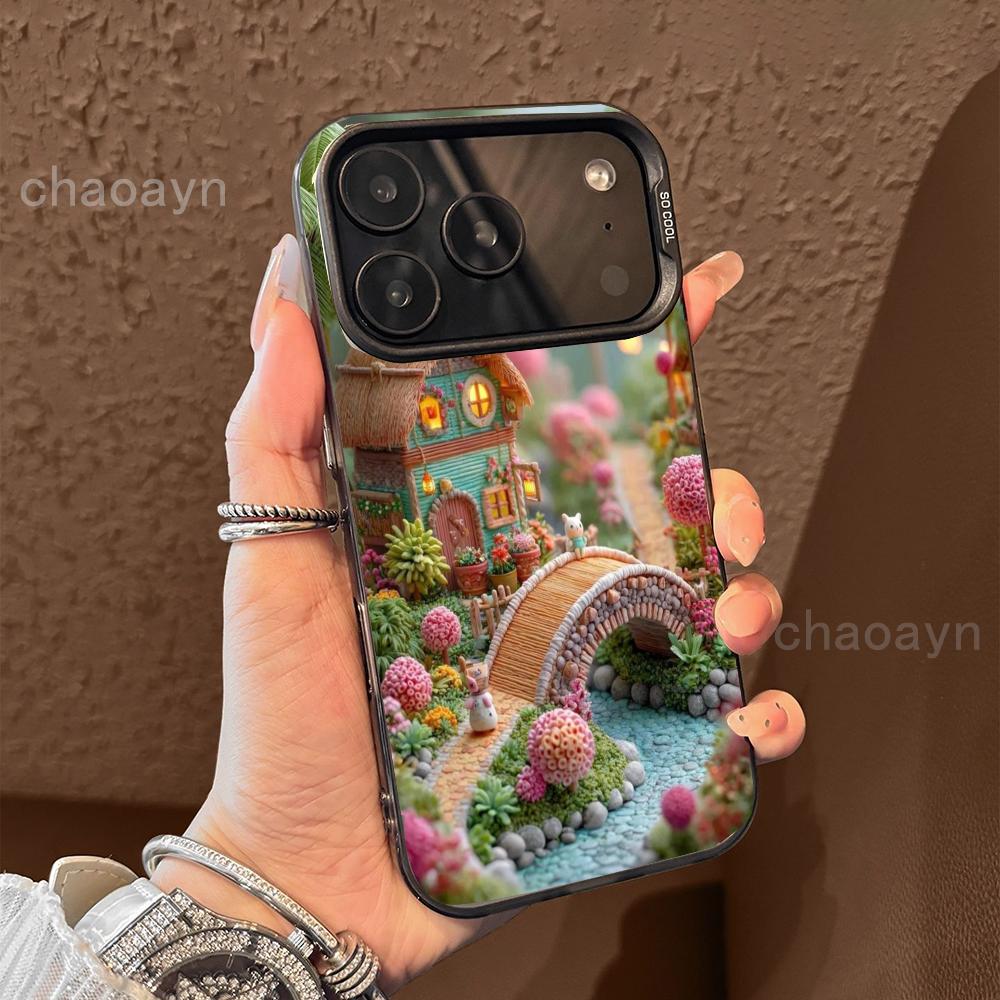 

Вязаный дизайн пейзажа Чехол для телефона для iPhone17 16 15 14 13 12 11 Pro/ Max/Plus ударопрочная задняя крышка защита от отпечатков пальцев iPhone 17