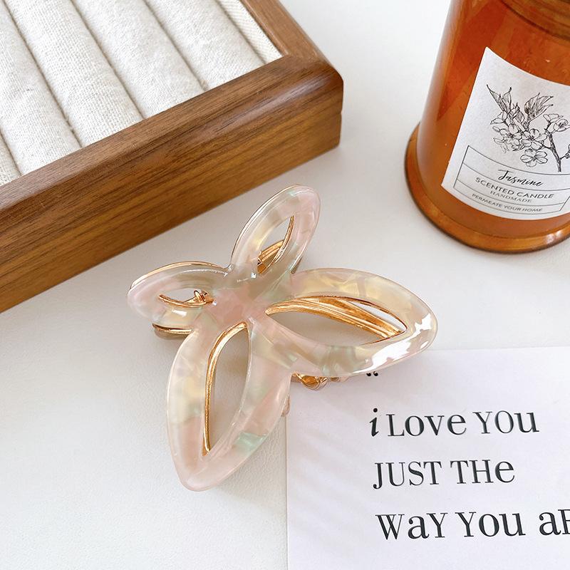 Sweet Butterfly Hollow Hair Claws for Women Girls Elegant Hairpins Shark Clips Acetate Metal Barrettes Fashion Hair Accessories