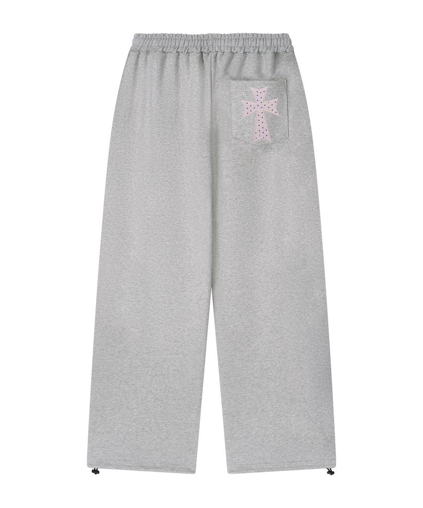 GRAVER [Unisex] Dot Cross Logo Embroidered Training Wide Pants_2 Colors