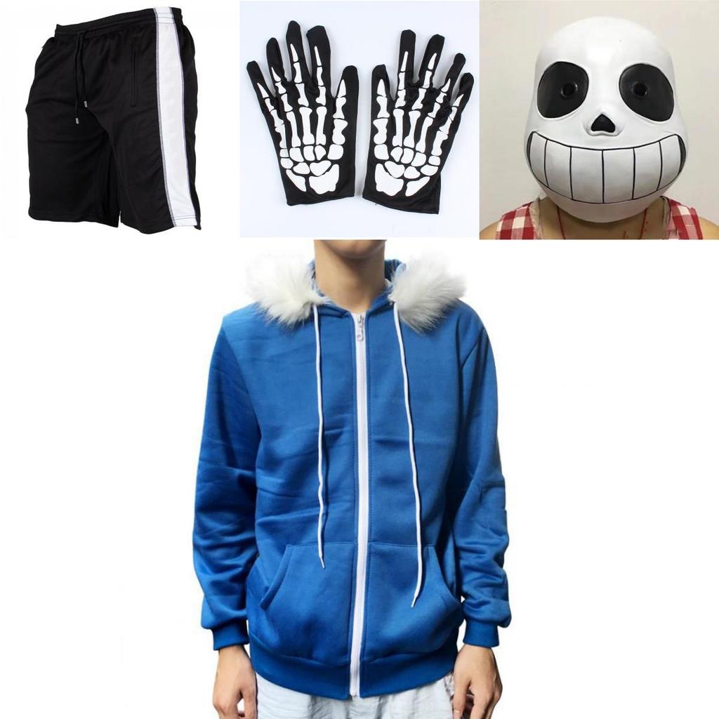 Stylish Game Undertale Sans Cosplay Costume Hoodie Set With Gloves And Stockings