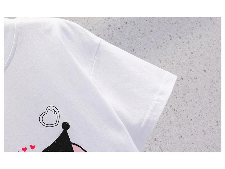 Girls' 2024 Summer JK Style Skirt Set: Korean Cartoon Top with Pleated Skirt Two-Piece Trendy Outfit