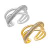 Finger Ring Adjustable Open Design Multi-Layer Interlaced Winding Shape Finger Band with Full Rhinestone Inlay Jewelry Gift