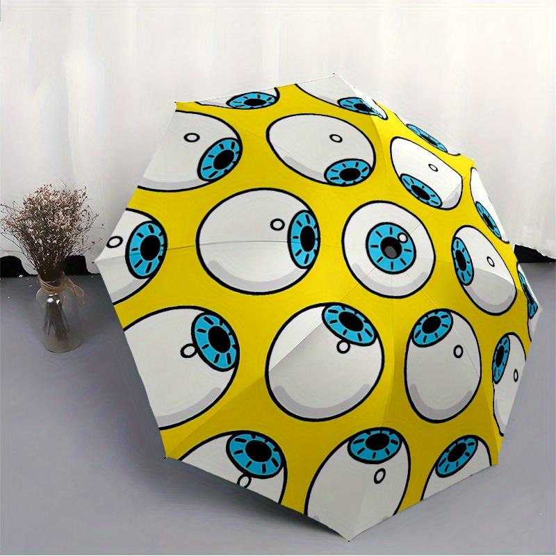 1pc Eyes Pattern Folding Umbrella , 8 Ribs Casual Durable Lightweight Portable Travelling Umbrella For Men & Women yy250728094