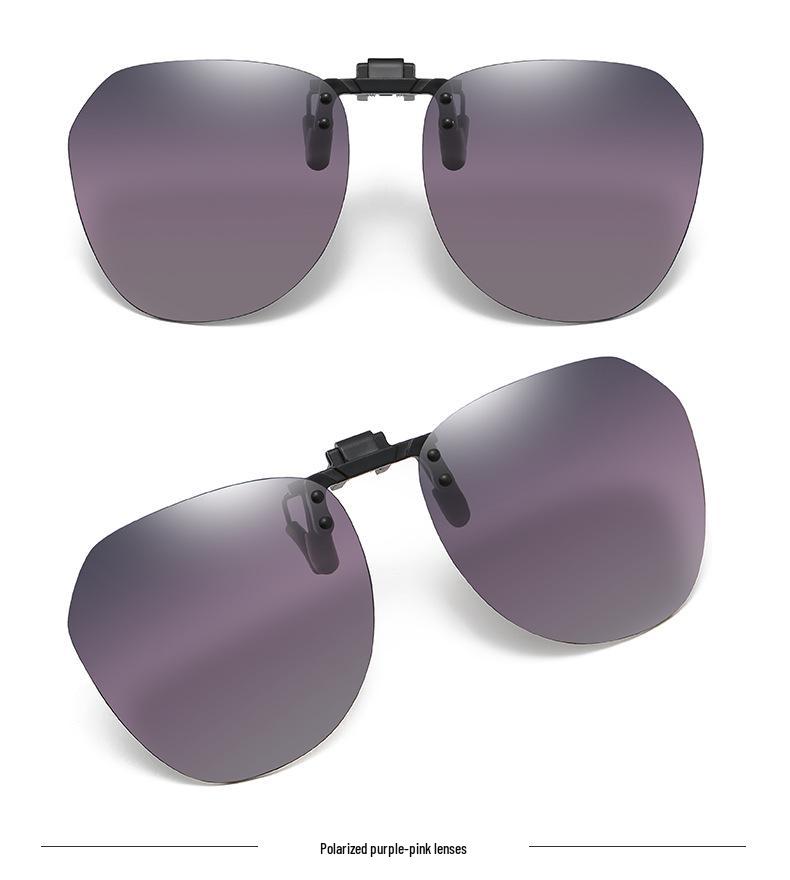 Unisex Ultra-Light Polarized Flip-Up Clip-On Sunglasses for Driving with UV Protection for Prescription Glasses