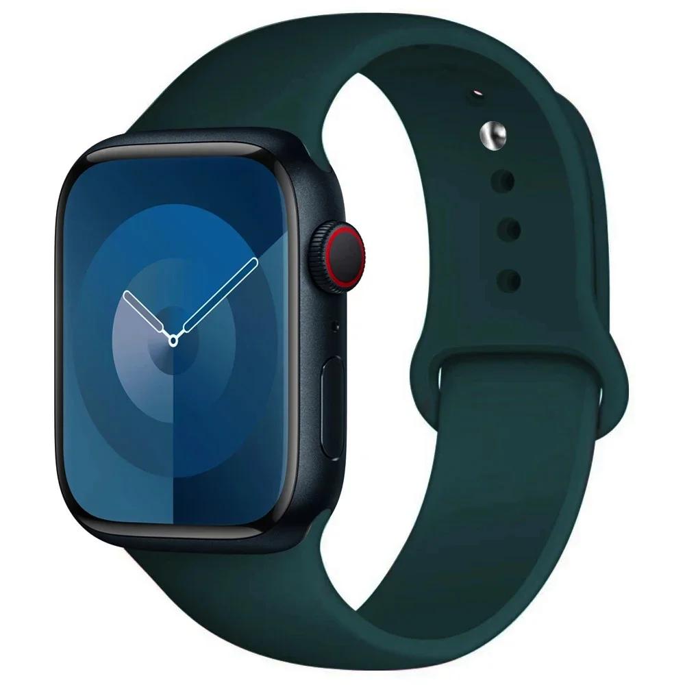 Silicone Strap For Apple Watch band 45mm 44mm 41mm 42mm 40mm 49mm 38mm correa bracelet iWatch series 9 8 5 4 3 8 6 SE 7 Ultra 2