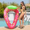 Inflatable Strawberry Mesh Floating Raft 145 x 145cm Extra Thick PVC Mesh Lounger with Pillow for Adults