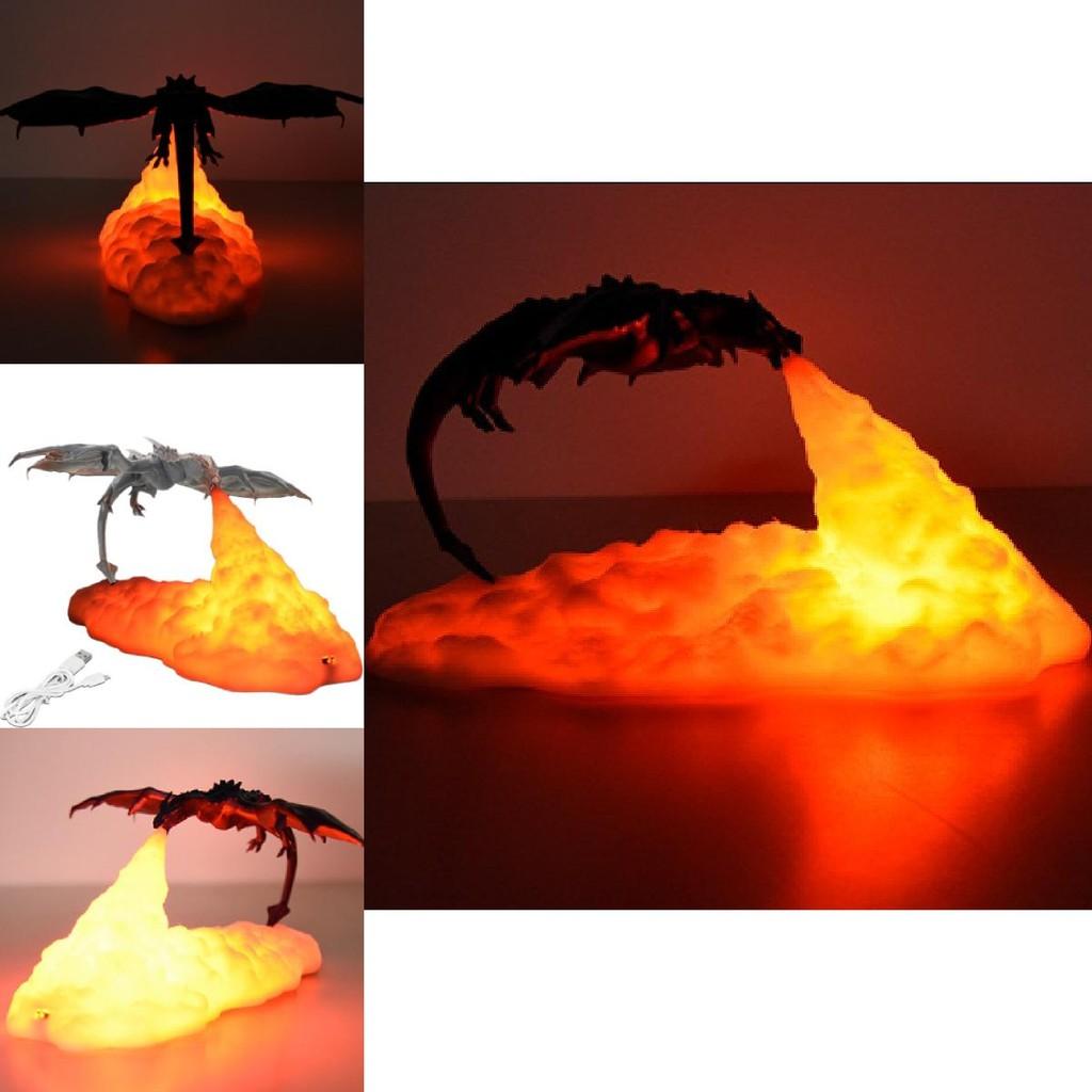 Creative 3d Printed Dragon Lamp Led Night Light Unique Bedroom Decorative Piece