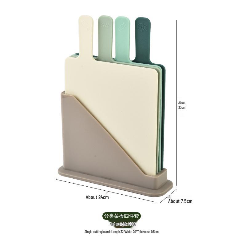 Four-Piece PP Kitchen Cutting Board Set with Holder: Ideal for Baby Food, Fruit, and More