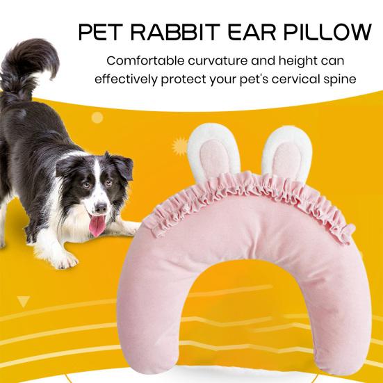 Cat Dog Neck Pillow U-shaped Cute Rabbit Ears Soft Rebound Smooth Zipper Pet Neck Support Washable Pet Pillow