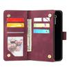 Leather Zipper Wallet Phone Case with Bracket for iPhone 12/XS