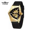 Mens Fashion Casual Automatic Mechanical Watch With Hollow Triangle Dial Heart Shape Stainless Steel Buckle
