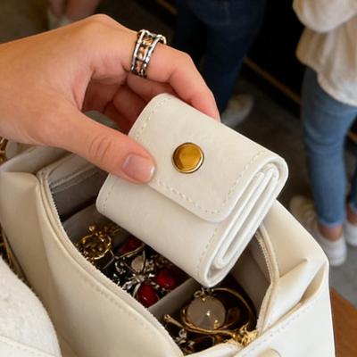 Mini Travel Jewelry Bag Organizer Foldable Portable Pouch for Rings Earrings Necklaces Women Ladies Purse Pocket Luggage Storage