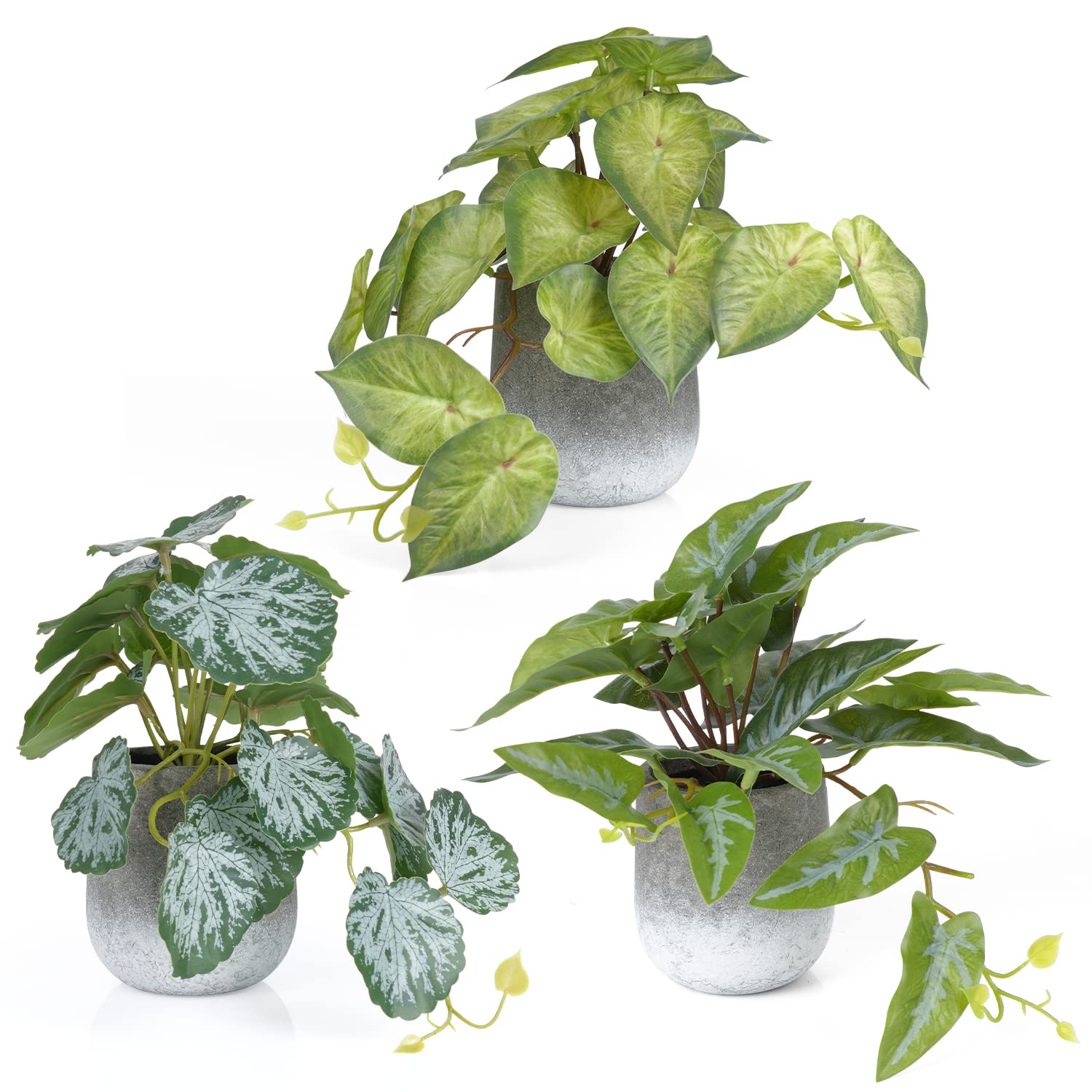 

XiaZ Faux Greenery Tabletop Artificial Mini Potted Small Faux Stylish No Watering Care Perfect Gift for or any Festival 3-Piece Set, Plants, Plants,